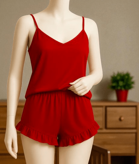Elaveia 2 Piece Silk Cami Nightwear Set Charming Short Inner & Short - Elaveia