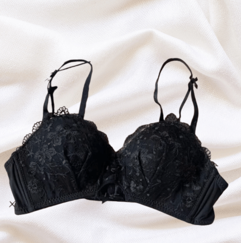 Elaveia Lace Flower Embroidered Push Up Bridal Bra Padded with Adjustable Straps - Elaveia