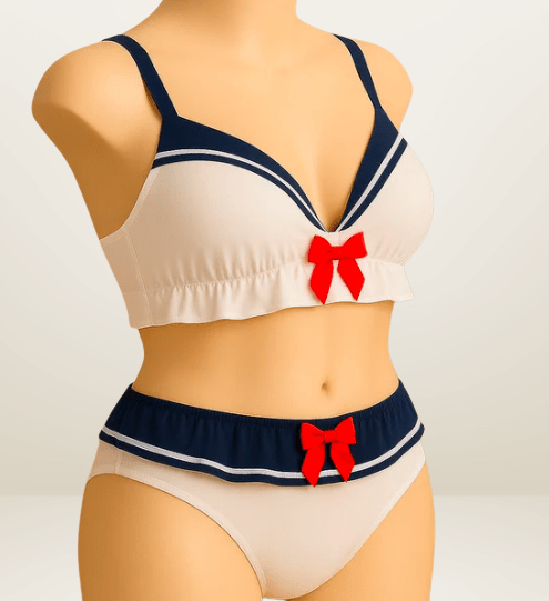 Elaveia Sailor Moon Style Lingerie Cute Bralette Bra & Panty Set - Elaveia