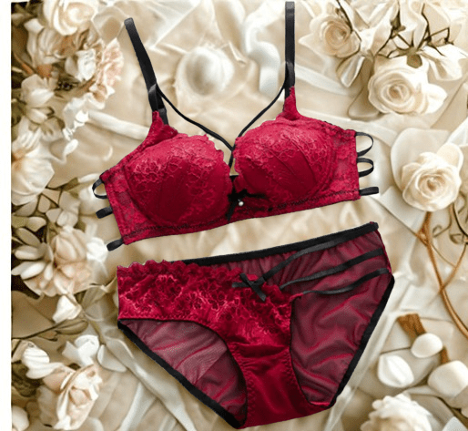 Elaveia Push - Up Padded Lace Lingerie Set Seamless Bra & Panty with Back Closure - Elaveia