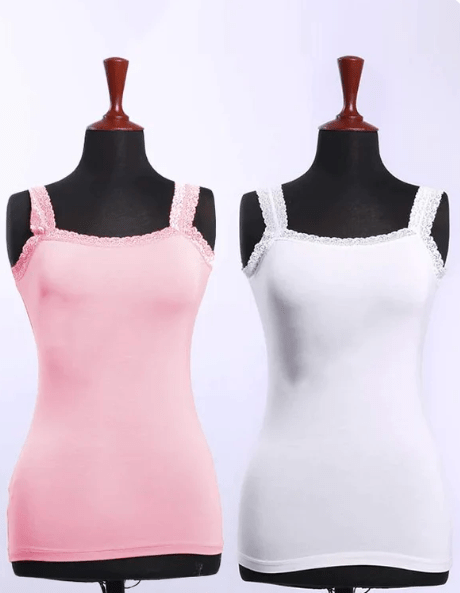 Pack of 2 Cotton Camisoles Non - Padded Everyday Comfort for Women & Girls - Elaveia