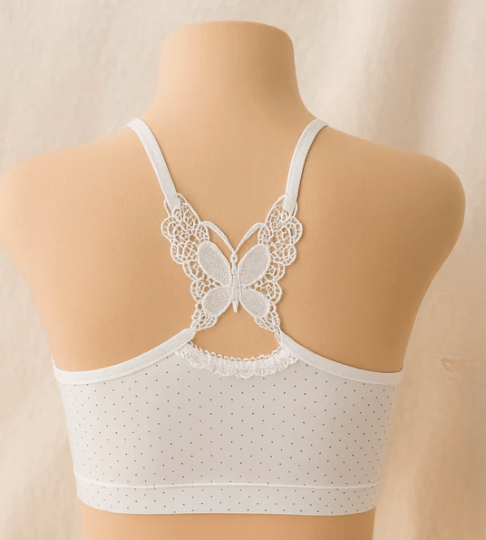 Pack of 3 Soft Cotton Lace Training Bras for Girls Colorful & Comfortable - Elaveia