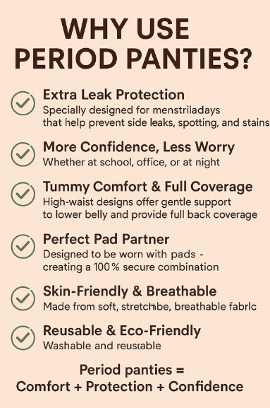 Elaveia Pack of 3 Seamless Mid Waist Period Panties Anti Leak Leak Proof Menstrual Underwear for Women - Elaveia