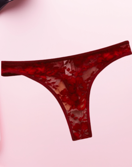Elaveia Floral Lace Lingerie Set Backless Front Closure Bra & Mesh Thong - Elaveia