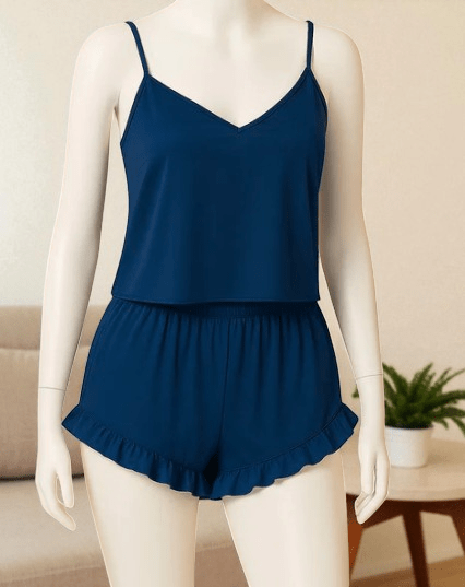 Elaveia 2 Piece Silk Cami Nightwear Set Charming Short Inner & Short - Elaveia