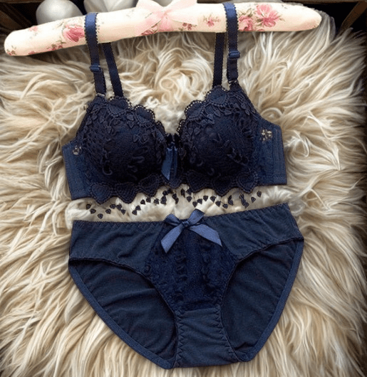 Elaveia Lace Embroidered Push Up Lingerie Set Underwire Bra & Panty - Elaveia
