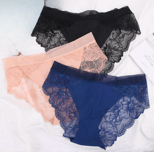 Elaveia Pack of 3 Lace Net Seamless Panties Breathable See Through Lingerie for Women - Elaveia