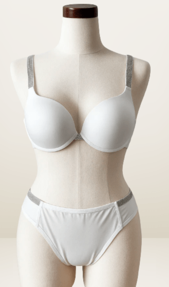 Elaveia Rhinestone Strap Lingerie Set Wired Bra & Panty with Back Hook & Adjustable Straps - Elaveia