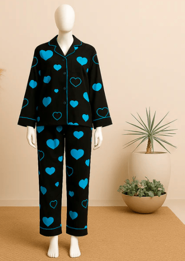Elaveia Summer Cooling Linen Pajama Set 2 Piece with Matching Scrunchie - Elaveia