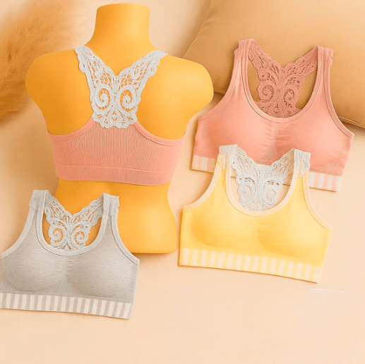 Pack of 3 Cotton Bra Vest for Girls Steel Free & Non Padded Everyday Comfort - Elaveia