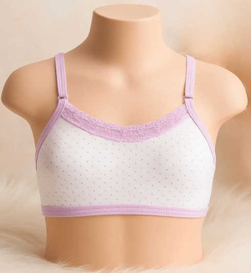 Pack of 3 Soft Cotton Lace Training Bras for Girls Colorful & Comfortable - Elaveia