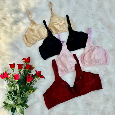 New Pack Of 4 Cotton Bliss High Quality Non Padded Bras Regular