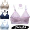 Pack Of 4 Cross Design Women Ladies Girls Cotton Bra Blouse Brazier