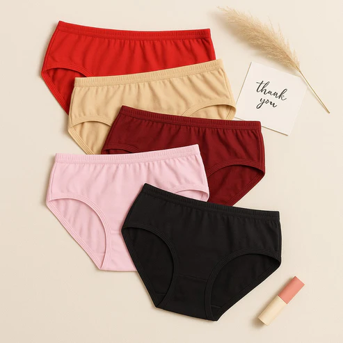 Elaveia Budget Pack of Comfortable Cotton Brief Women Seamless Underwear Panties