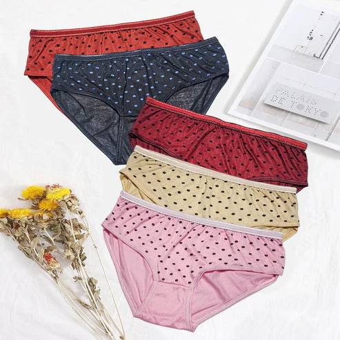 Budget Pack Of 3 & 5 Comfortable Polka Dotted Cotton Brief Women Seamless Underwear Panties 3202